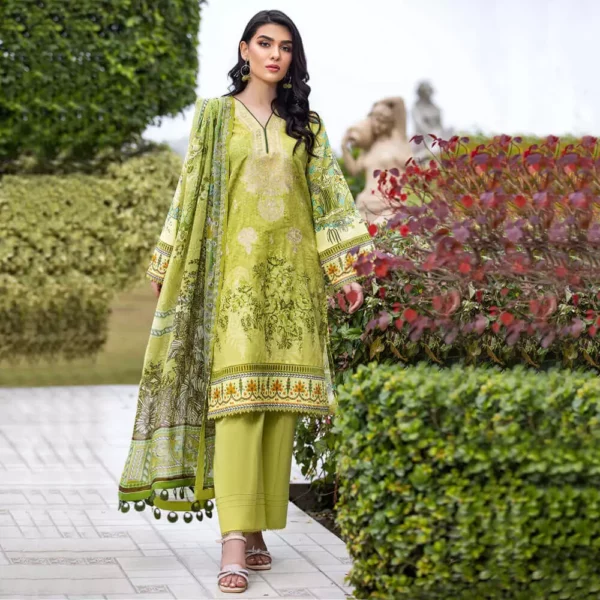 Ayrah – Green Embroidered Lawn - 3 Piece Unstitched – Chiffon Dupatta | Mayaar