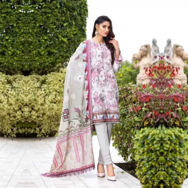 Ayrah – Gray Embroidered Lawn - 3 Piece Unstitched - Shirt Trouser Dupatta | Mayaar