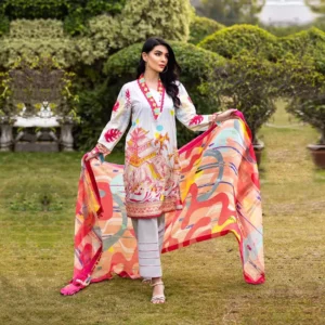 Ayrah – Gray Printed Lawn - 2 Piece Unstitched - Shirt Dupatta | Mayaar