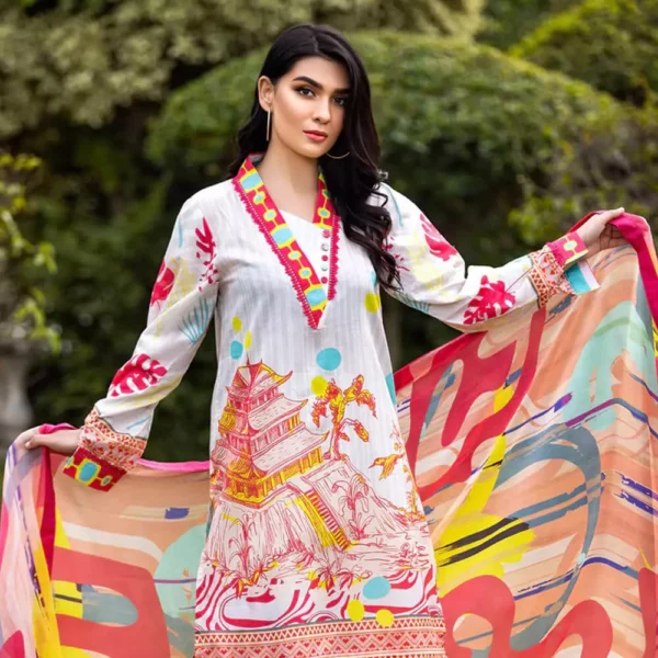 Ayrah – Gray Printed Lawn - 2 Piece Unstitched - Shirt Dupatta | Mayaar