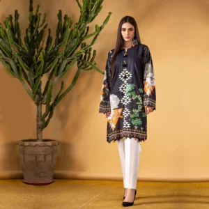 Ayrah – Black Printed Lawn Shirt - 1 Piece Unstitched - Lawn Kurti | Mayaar