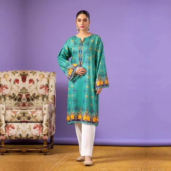 Ayrah – Blue Printed Lawn Shirt - 1 Piece Unstitched - Lawn Kurti | Mayaar