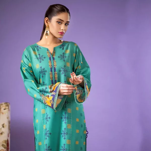 Ayrah – Blue Printed Lawn Shirt - 1 Piece Unstitched - Lawn Kurti | Mayaar