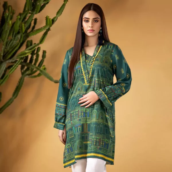 Ayrah – Green Printed Lawn Shirt - 1 Piece Unstitched - Lawn Kurti | Mayaar