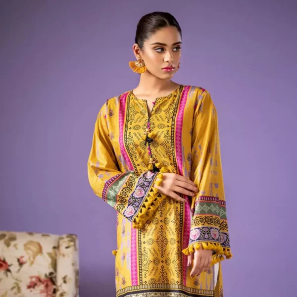 Ayrah – Yellow Printed Lawn Shirt - 1 Piece Unstitched - Lawn Kurti | Mayaar