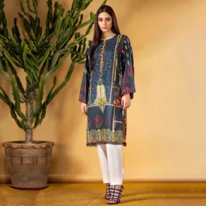 Ayrah – Dark Blue Printed Lawn Shirt - 1 Piece Unstitched - Lawn Kurti | Mayaar