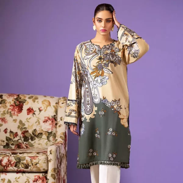 Ayrah – Beige Printed Lawn Shirt - 1 Piece Unstitched - Lawn Kurti | Mayaar