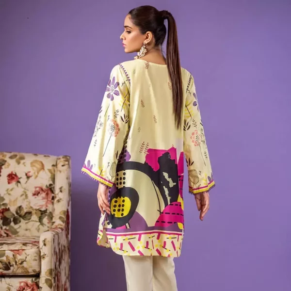 Ayrah – Cream White Printed Lawn Shirt - 1 Piece Unstitched - Lawn Kurti | Mayaar