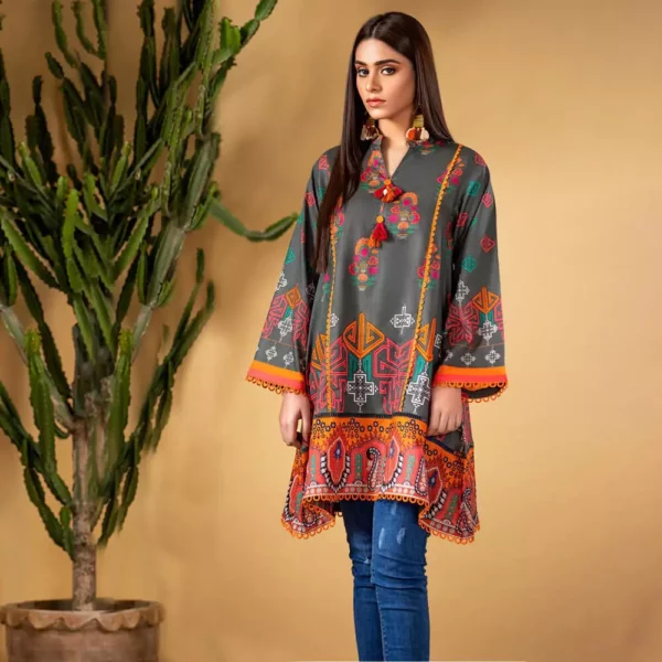 Ayrah – Green Printed Lawn Shirt - 1 Piece Unstitched - Lawn Kurti | Mayaar