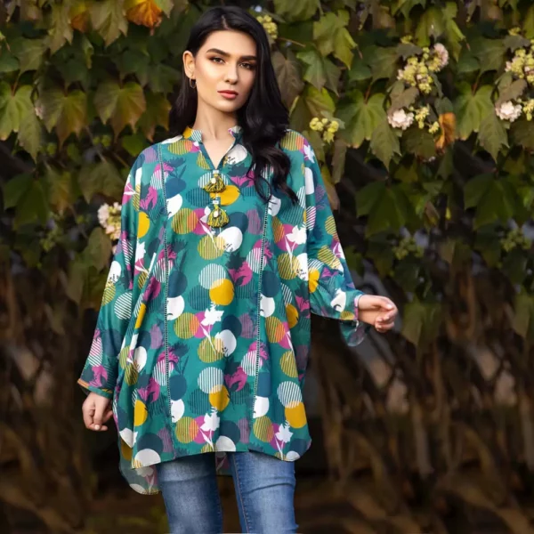 Ayrah – Green Printed Lawn Frock - 1 Piece Unstitched - Lawn Kurti | Mayaar