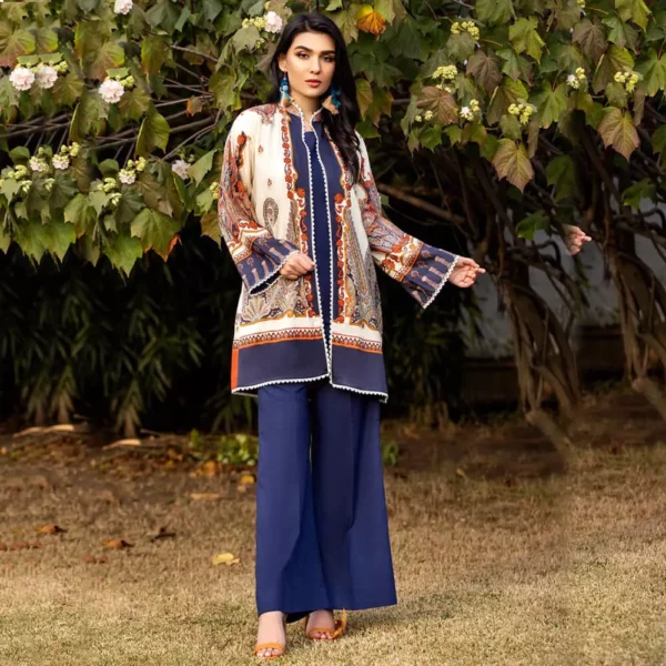 Ayrah – White Printed Lawn Gown - 1 Piece Unstitched - Lawn Kurti | Mayaar