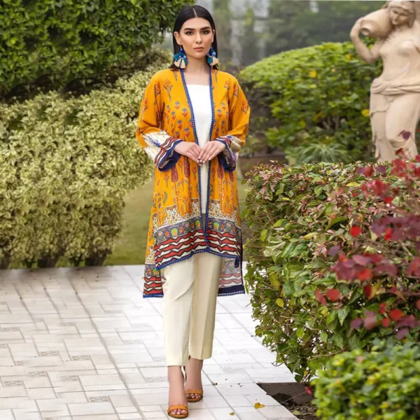 Ayrah – Yellow Printed Lawn Gown - 1 Piece Unstitched - Lawn Kurti | Mayaar