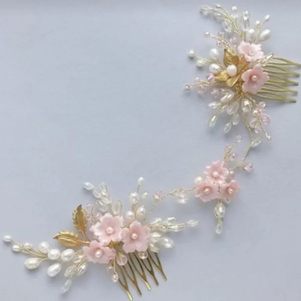 Hair Adornments- Bun Hair Style | Crystal Bridal Floral Hair Comb Pin Embellishment | Mayaar