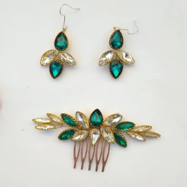 Hair Adornments | Leaf Large Comb Pin & Earrings Embellishment | Mayaar