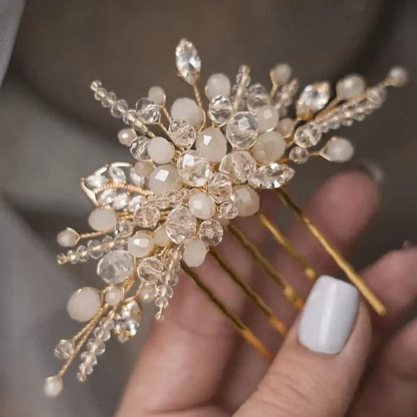 Hair Adornments- Bun Hair Style | Glam Floral Beads Comb Pin Embellishment | Mayaar