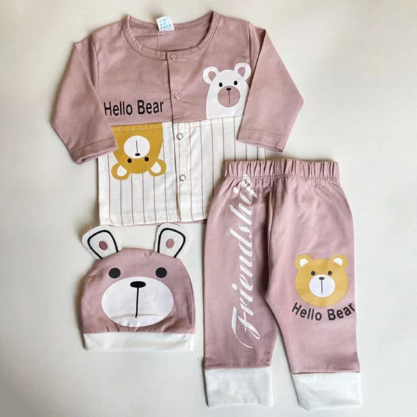 Hello Bear Dress - 3 Pcs | Shop Baby Clothes Online | Baby Clothing | Mayaar